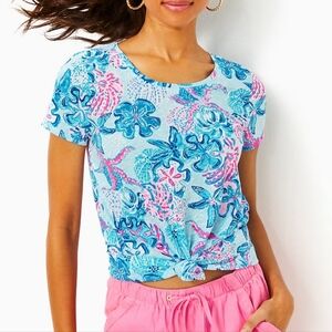 NWT Lilly Pulitzer Etta Scoop Neck Top In Bahamas Beachcomber Size Small